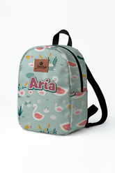 Blue Swan Pattern Personalized Toddler Backpack β Small Size Kids Backpack for Ages 1β3, Daycare Bag