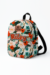 April Flower Pattern Personalized Toddler Backpack – Small Size Kids Backpack for Ages 1–3, Daycare Bag