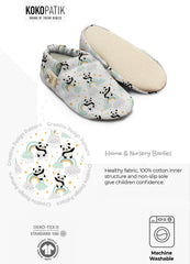 Kokopatik Organic Cotton Baby Booties – Non-Slip Sole, Newborn Booties, Home & Nursery Shoes, Panda Pattern Booties