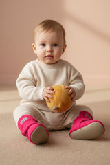 Light Pink Fleece Baby Booties – Soft, Non-Slip Indoor Slippers for Babies