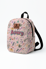 Pink Spring Pattern Personalized Toddler Backpack – Small Size Kids Backpack for Ages 1–3, Daycare Bag