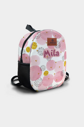 Pink Bubble Pattern Personalized Backpack – Medium Size Kids Backpack for Ages 3–6, Daycare Bag