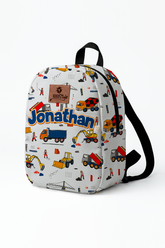 Construction Pattern Personalized Toddler Backpack – Small Size Kids Backpack for Ages 1–3, Daycare Bag