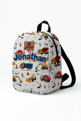 Construction Pattern Personalized Toddler Backpack – Small Size Kids Backpack for Ages 1–3, Daycare Bag