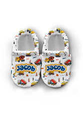 Make It Yours – Personalized Construction Site Booties for Babies | Non-Slip, Organic Cotton, First Step Shoes