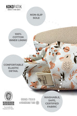 Kokopatik Organic Cotton Baby Booties – Non-Slip Sole, Newborn Booties, Home & Nursery Shoes, Salmon Bunny Pattern Booties