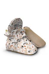 Salmon Bunny Pattern Slippers, Non-Slip Sole, Organic Cotton Lined, Unisex Baby Slippers