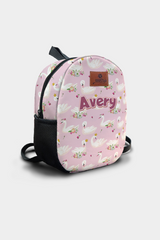 Crowned Swan Pattern Personalized Backpack – Medium Size Kids Backpack for Ages 3–6, Daycare Bag