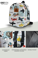 Flying Vehicles Pattern Toddler Backpack – Small Size Kids Backpack for Ages 1–3, Daycare Bag