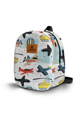 Flying Vehicles Pattern Toddler Backpack – Small Size Kids Backpack for Ages 1–3, Daycare Bag