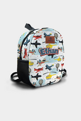 Flying Vehicles Pattern Personalized Backpack – Medium Size Kids Backpack for Ages 3–6, Daycare Bag