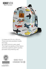 Flying Vehicles Pattern Toddler Backpack – Small Size Kids Backpack for Ages 1–3, Daycare Bag