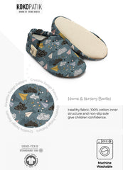 Kokopatik Organic Cotton Baby Booties – Non-Slip Sole, Newborn Booties, Home & Nursery Shoes, Kite Pattern Booties