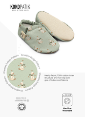 Kokopatik Non-Slip Sole, Indoor/Creche Booties, Unisex Baby Booties, Cotton Newborn Shoe, Duck Pattern