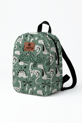 Green Dino Pattern Personalized Toddler Backpack – Small Size Kids Backpack for Ages 1–3, Daycare Bag