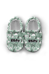 Make It Yours – Personalized Green Dino Booties for Babies | Non-Slip, Cotton, Unisex