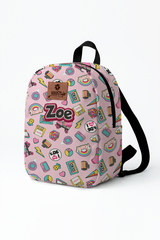 90s Pattern Personalized Toddler Backpack – Small Size Kids Backpack for Ages 1–3, Daycare Bag