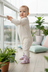 90's Pattern, Non-Slip Sole, Organic Cotton Lined, Unisex Baby Slippers
