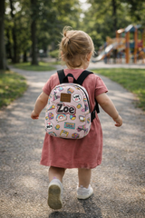 90s Pattern Personalized Toddler Backpack – Small Size Kids Backpack for Ages 1–3, Daycare Bag
