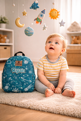 Space Pattern Personalized Toddler Backpack – Small Size Kids Backpack for Ages 1–3, Daycare Bag