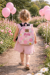 Pink Bubble Pattern Personalized Toddler Backpack – Small Size Kids Backpack for Ages 1–3, Daycare Bag