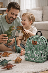 Green Dino Pattern Personalized Toddler Backpack – Small Size Kids Backpack for Ages 1–3, Daycare Bag