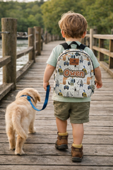 Dog with Glasses Pattern Personalized Toddler Backpack – Small Size Kids Backpack for Ages 1–3, Daycare Bag