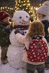 Burgundy Snow Pattern Personalized Toddler Backpack – Small Size Kids Backpack for Ages 1–3, Daycare Bag