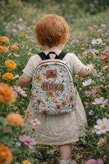 Bohemian Floral Pattern Personalized Toddler Backpack – Small Size Kids Backpack for Ages 1–3, Daycare Bag