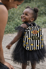 Black & White Heart Pattern Personalized Toddler Backpack – Small Size Kids Backpack for Ages 1–3, Daycare Bag