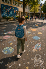 Space Pattern Personalized Backpack – Medium Size Kids Backpack for Ages 3–6, Daycare Bag