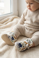 Animated Forest Pattern Slippers, Non-Slip Sole, Organic Cotton Lined, Unisex Baby Slippers