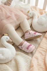Make It Yours – Personalized Crowned Swan Pattern Booties for Babies | Non-Slip, Cotton, Unisex