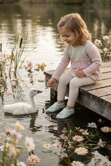 Make It Yours – Personalized Blue Swan Pattern Booties for Babies | Non-Slip, Cotton, Unisex