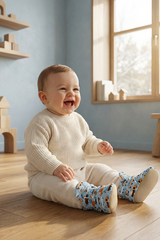Construction Vehicles Baby Booties – Durable Non-Slip Cotton Slippers for Little Builders