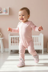 Crowned Swan Pattern Slippers, Non-Slip Sole, Organic Cotton Lined, Unisex Baby Slippers