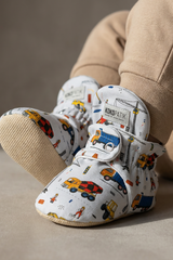 Construction Site Baby Booties – Non-Slip Cotton Slippers for Little Builders