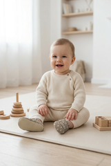 Make It Yours – Personalized Brown Arrow Booties for Babies | Non-Slip, Organic Cotton, Home & Nursery Use
