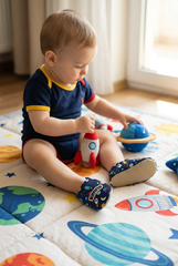 Make It Yours – Personalized Astronaut Booties for Babies | Non-Slip, Organic Cotton, Home & Nursery Use