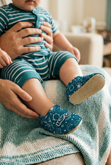 Make It Yours – Personalized Space Pattern Booties for Babies | Non-Slip, Organic Cotton, Home & Nursery Use