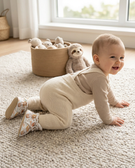 Above the clouds, Non-Slip Sole, Organic Cotton Lined, Unisex Baby Slippers (Kopya)