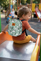 Green Dino Pattern Toddler Backpack – Small Size Kids Backpack for Ages 1–3, Daycare Bag