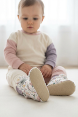 Pink Spring Baby Booties – Soft Organic Cotton Booties for Girls