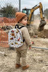Construction Pattern Toddler Backpack – Small Size Kids Backpack for Ages 1–3, Daycare Bag