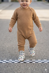 Formula Pattern Slippers, Non-Slip Sole, Organic Cotton Lined, Unisex Baby Slippers