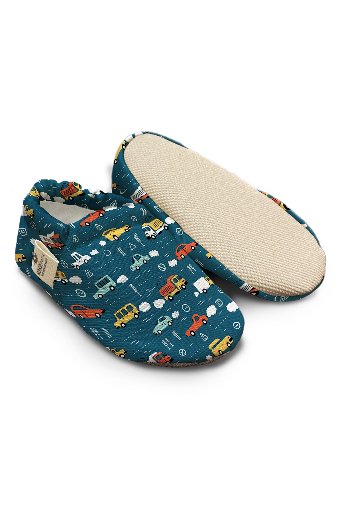 Kokopatik,Organic Cotton Baby Booties,Non-Slip Sole,Newborn Booties,Home Nursery Shoes,Cars Pattern Booties