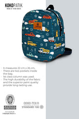 Cars Pattern Toddler Backpack – Small Size Kids Backpack for Ages 1–3, Daycare Bag