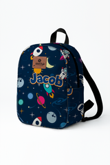 Astronaut Pattern Personalized Toddler Backpack – Small Size Kids Backpack for Ages 1–3, Daycare Bag