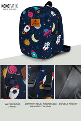 Astronaut Pattern Toddler Backpack – Small Size Kids Backpack for Ages 1–3, Daycare Bag