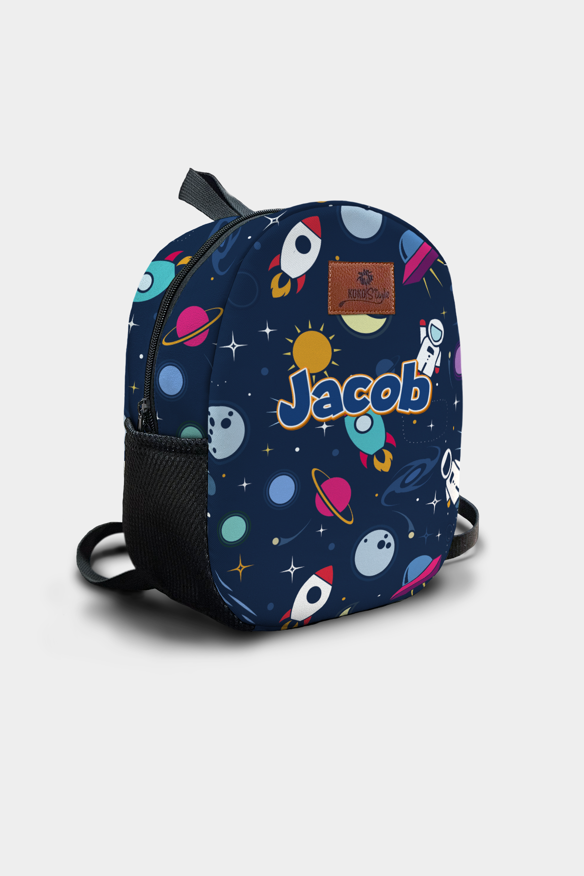 Astronaut Pattern Personalized Backpack – Medium Size Kids Backpack for Ages 3–6, Daycare Bag